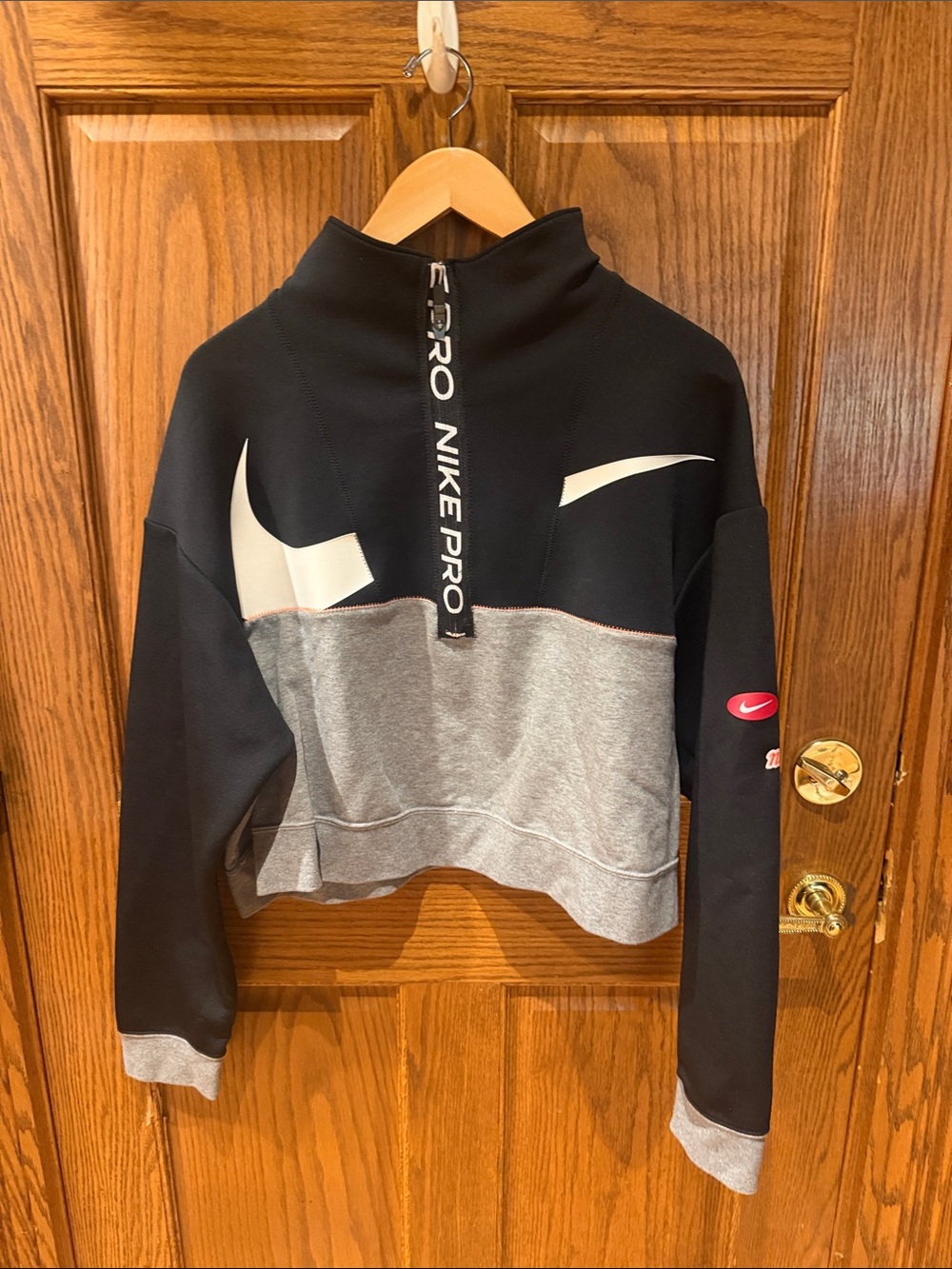 Two-Tone Black & Gray Women's Quarter-Zip Sweater